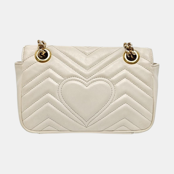 GG Marmont Small Quilted Calfskin White