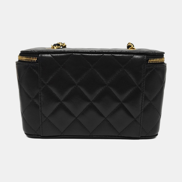 Quilted Lambskin Shoulder Bag Black