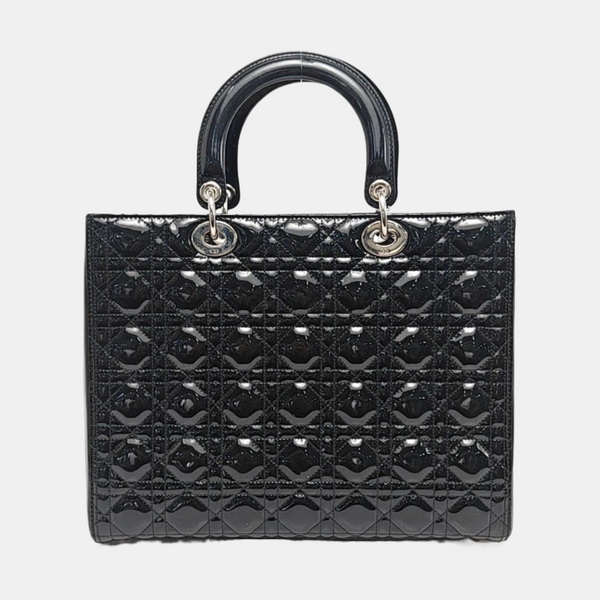 Lady Dior Large Cannage Patent Leather Black