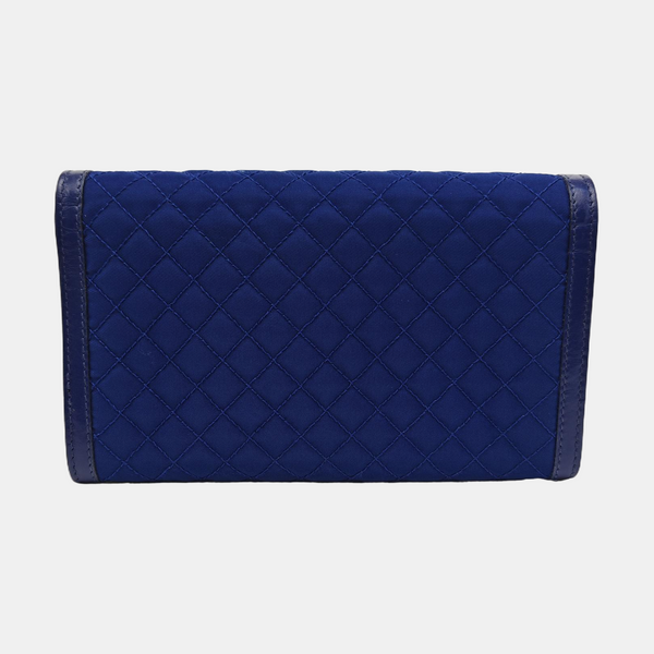 Quilted Fabric Shoulder Bag Blue