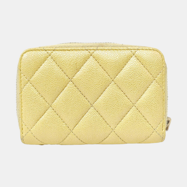 Quilted Grained Calfskin Wallet Yellow