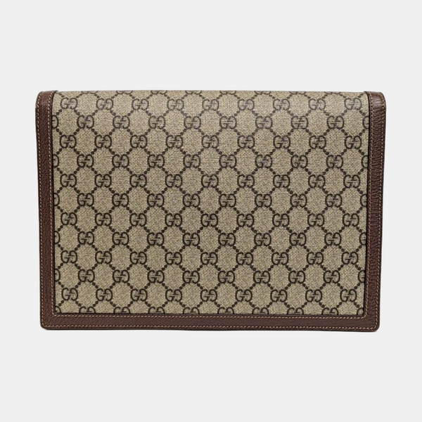 Monogram Coated Canvas Clutch Beige