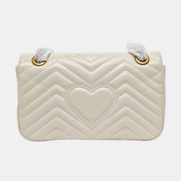 GG Marmont Medium Quilted Calfskin White