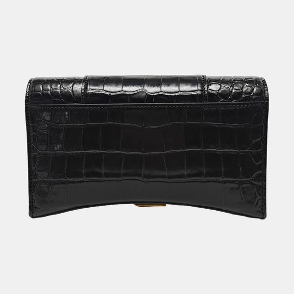Hourglass Wallet On Chain Small Calfskin Black