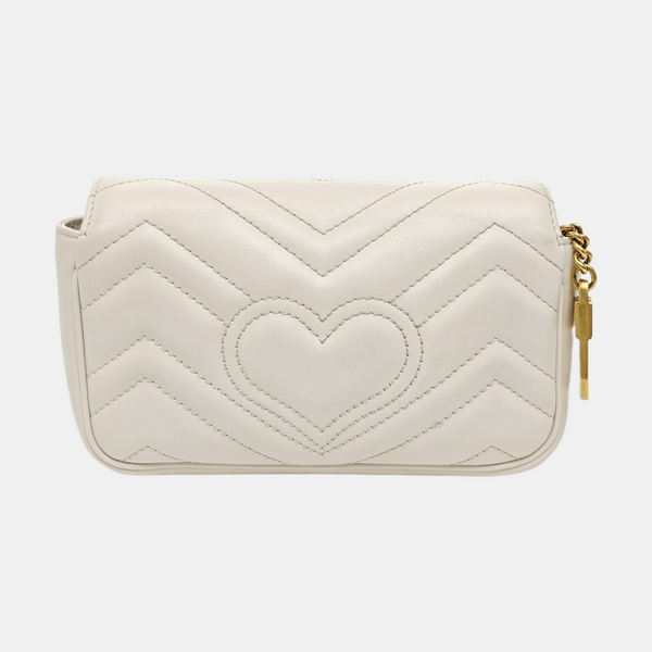 GG Marmont Mini Quilted Calfskin White