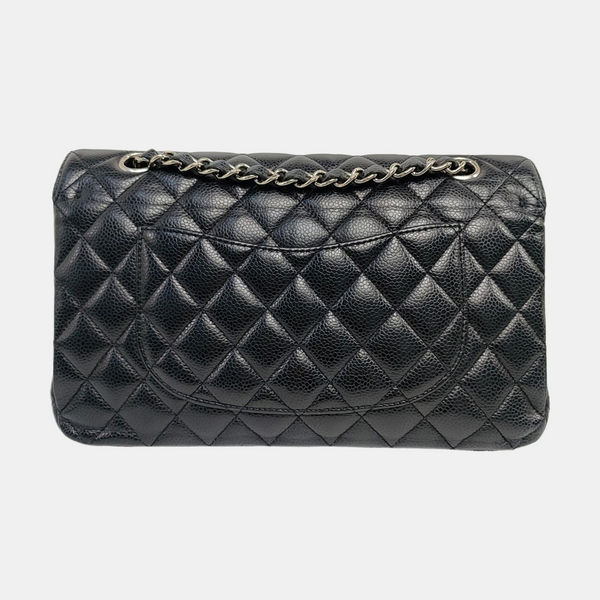Authenticated pre-owned CLASSIC FLAP Medium Quilted Grained Calfskin Black - Crossbody Bag at Looply