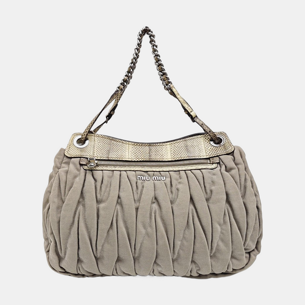 Quilted Fabric Shoulder Bag Gray
