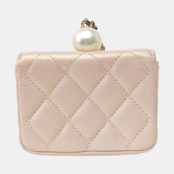 Quilted Grained Calfskin Shoulder Bag Small Pink