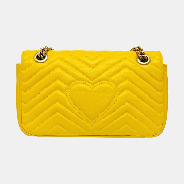 GG Marmont Medium Quilted Calfskin Yellow