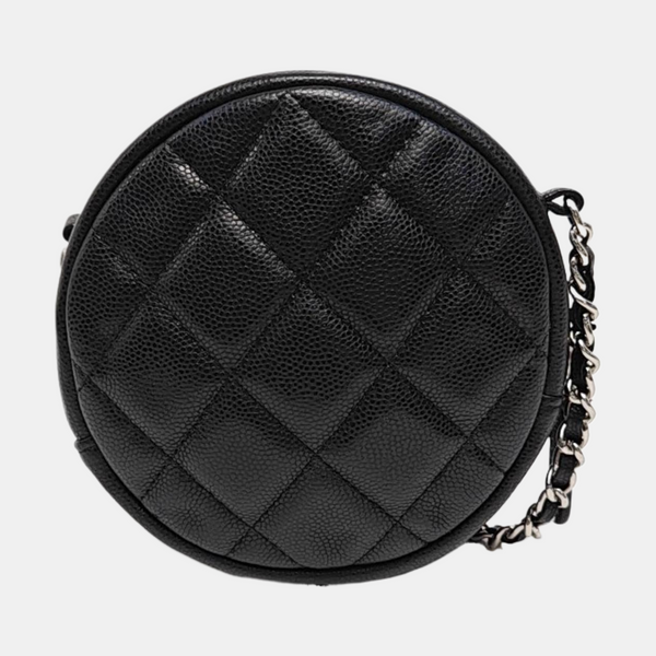 ROUND Quilted Grained Calfskin Black