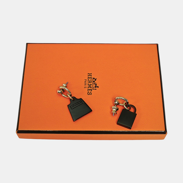 Amulette Maroquinier Metal Black Earrings