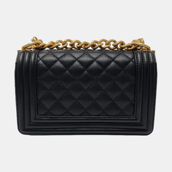 BOY CHANEL Small Quilted Grained Calfskin Black