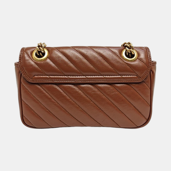 GG Marmont Small Quilted Calfskin Brown