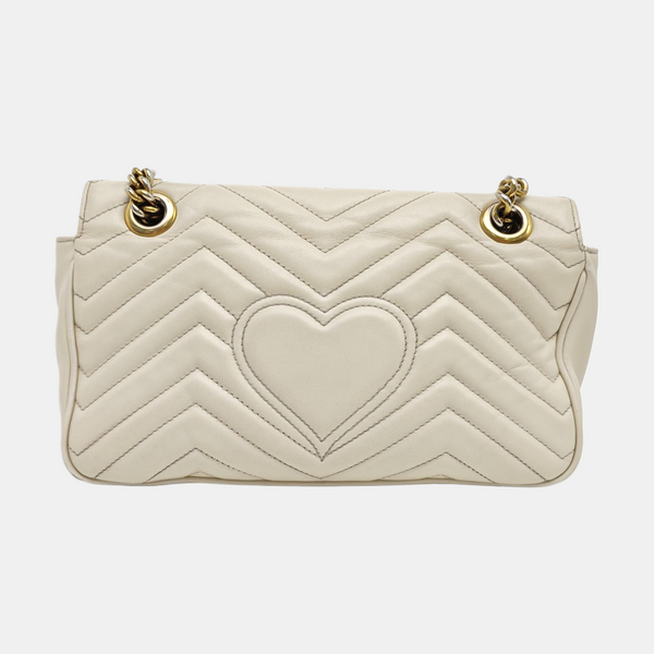 GG Marmont Medium Quilted Calfskin White