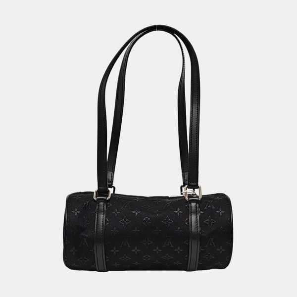 Authenticated pre-owned PAPILLON 19 Monogram Silk Satin Black - Top Handle Bag at Looply