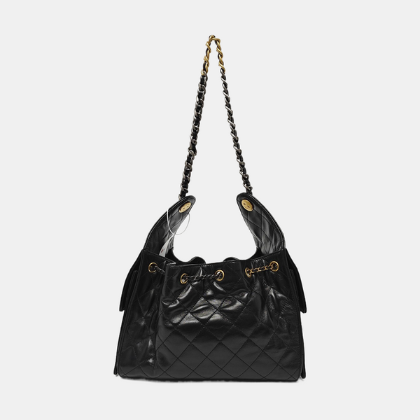 CHANEL 25 Small Quilted Canvas Black