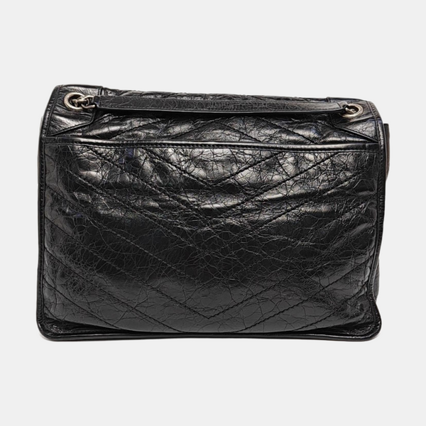 NIKI Large Chevron Calfskin Black