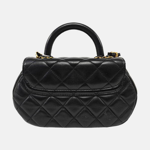 Quilted Lambskin Shoulder Bag Medium Black