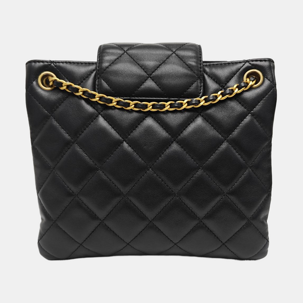 Quilted Lambskin Shoulder Bag Black