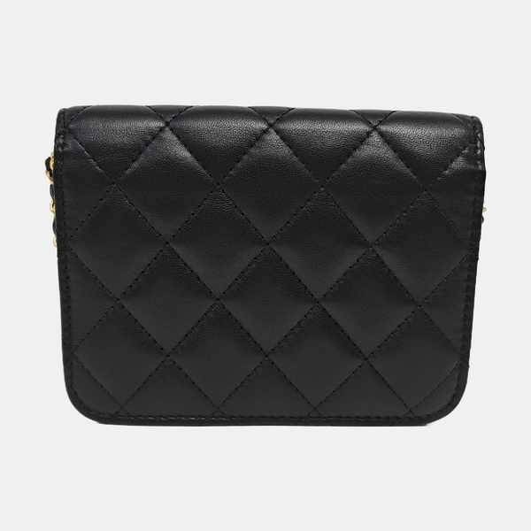 Quilted Lambskin Shoulder Bag Black