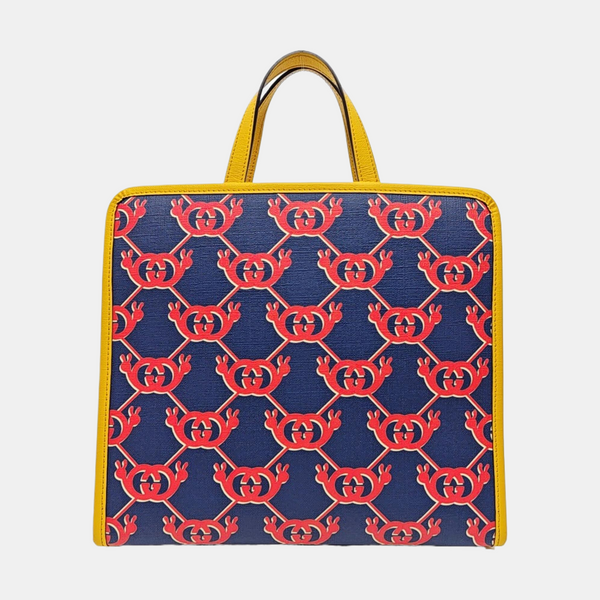 Monogram Coated Canvas Tote Bag Blue
