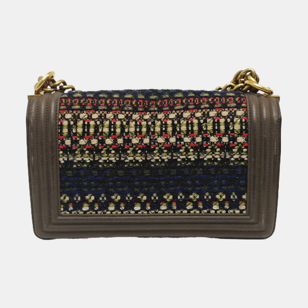 BOY CHANEL Medium Quilted Wool Green