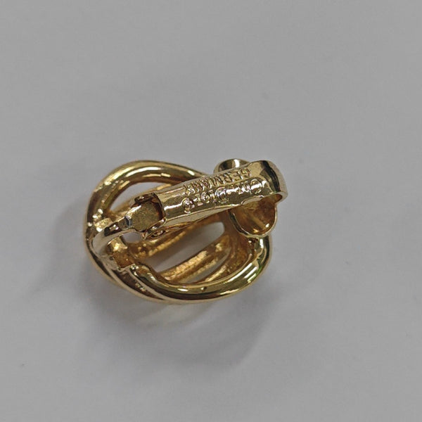 Twist Round Metal Gold Clip On Earrings