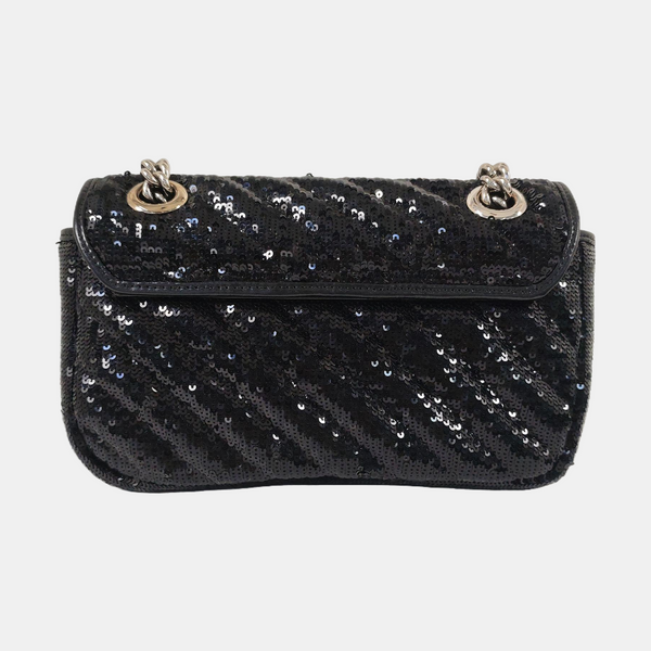 Authenticated pre-owned GG Marmont Small Quilted Sequins Black - Crossbody Bag at Looply