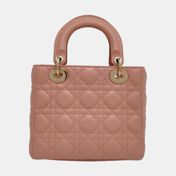 Authenticated pre-owned Lady Dior Small Cannage Lambskin Pink - Tote Bag at Looply