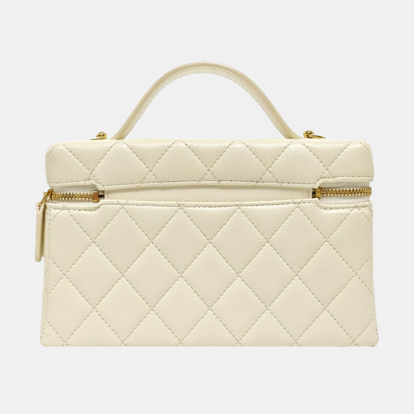 Quilted Grained Calfskin Shoulder Bag Yellow