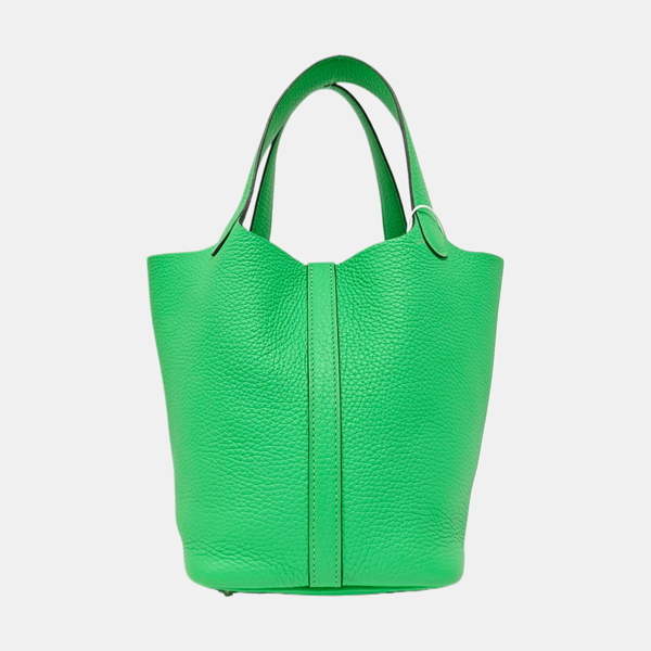 Authenticated pre-owned Picotin Lock 18 Clemence Green - Bucket Bag at Looply