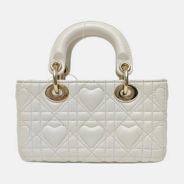 Lady D-Joy Super Mini Cannage Lambskin White