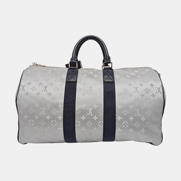 KEEPALL 50 Monogram Coated Canvas Silver