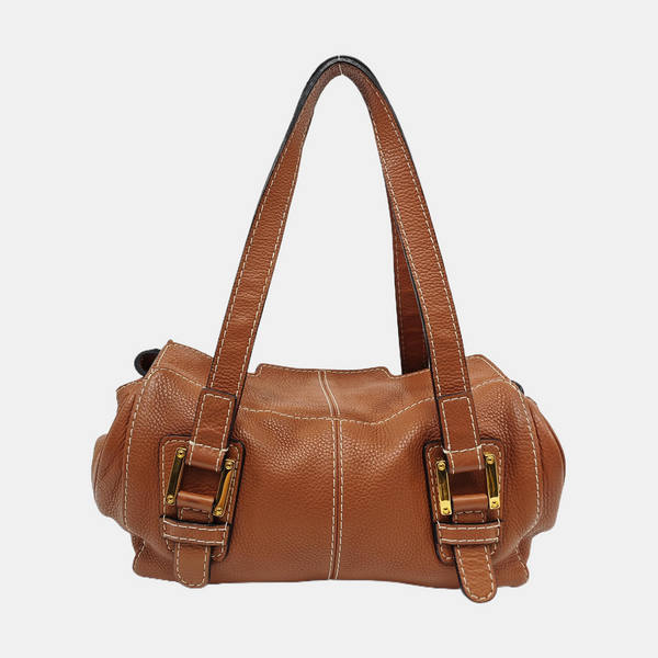 Calfskin Top Handle Bag Brown