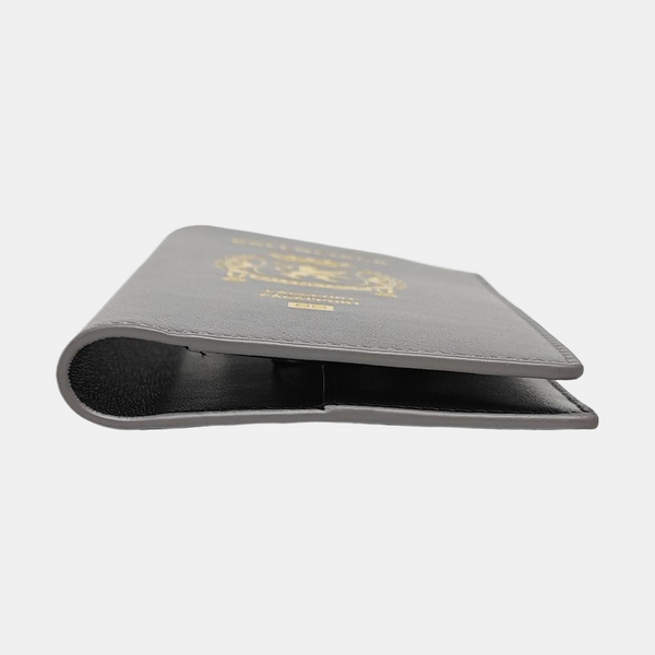 Calfskin Passport Holder Gray