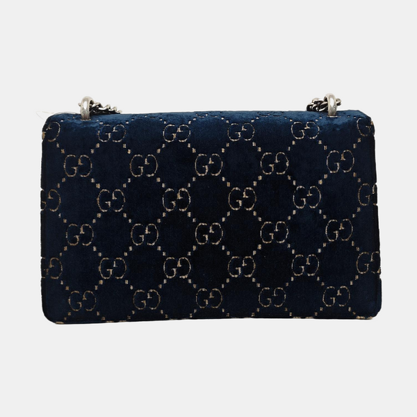 Dionysus Small Monogram Velvet Blue
