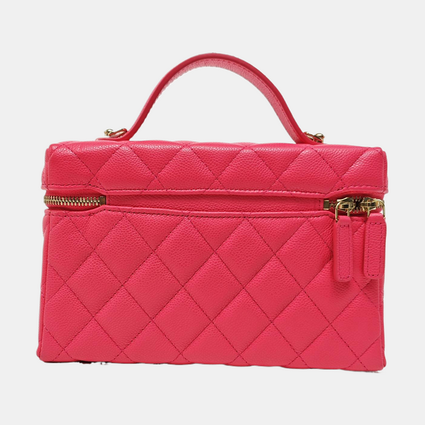 VANITY CASE Quilted Grained Calfskin Red