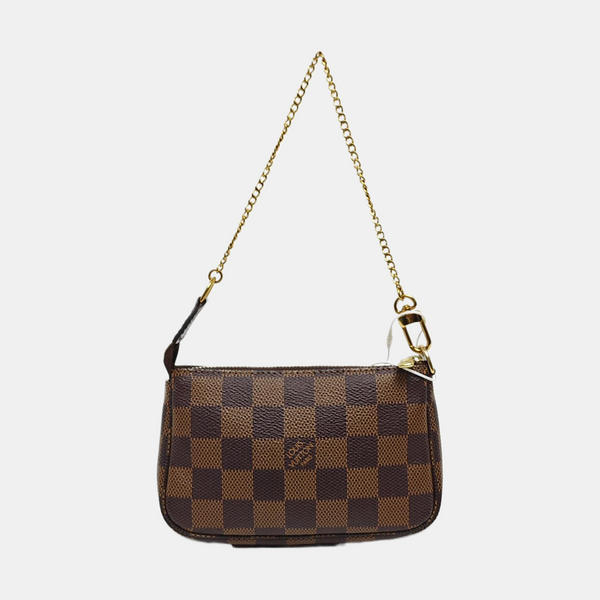 Authenticated pre-owned ACCESSOIRES Mini Damier Ebene Coated Canvas Brown - Top Handle Bag at Looply