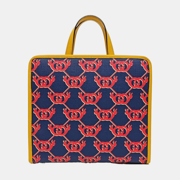Monogram Coated Canvas Tote Bag Blue