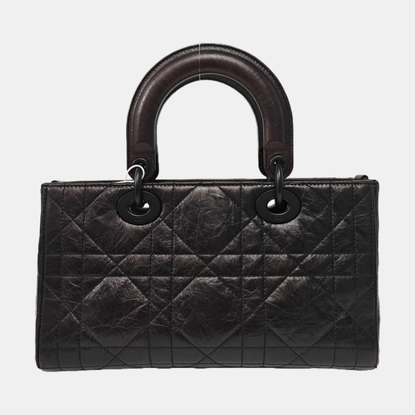 Lady D-Joy Medium Cannage Calfskin Black