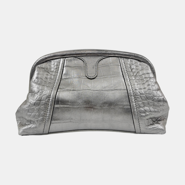 Calfskin Clutch Extra Small Silver