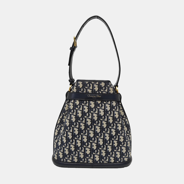C'est Dior Medium Oblique Canvas Blue