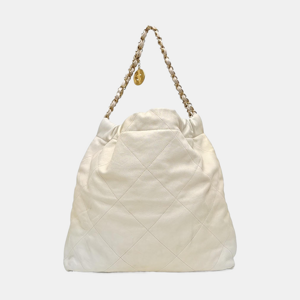 CHANEL 22 Medium Quilted Calfskin White