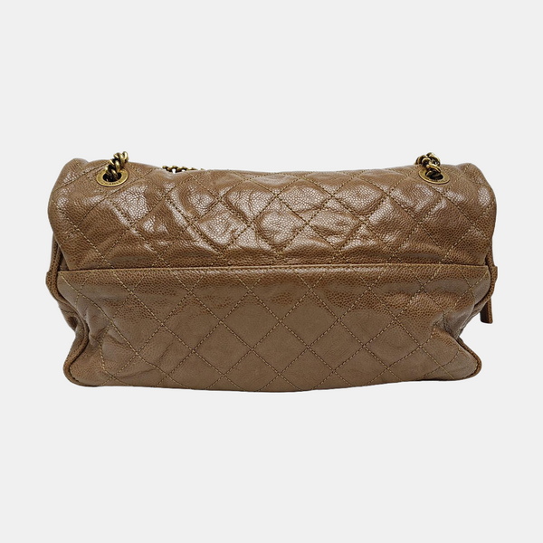 Quilted Calfskin Shoulder Bag Brown
