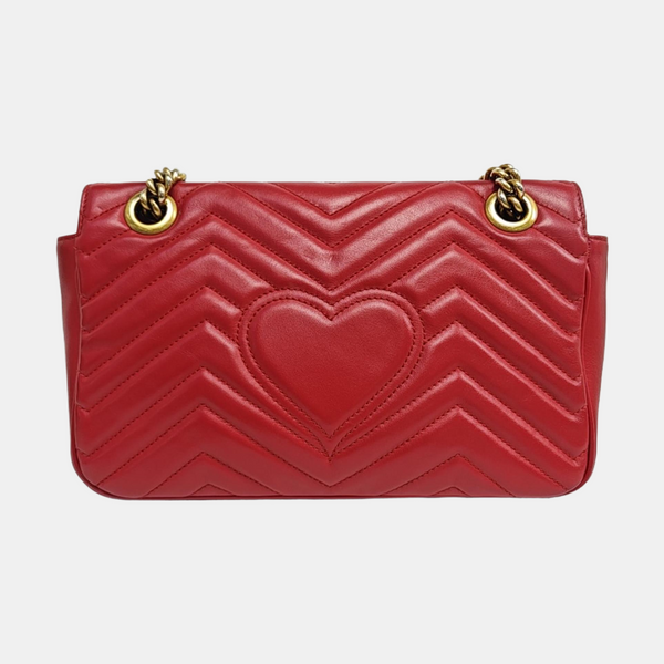 GG Marmont Medium Quilted Calfskin Red