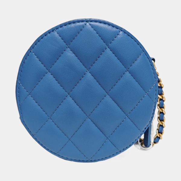 ROUND Mini Quilted Lambskin Blue