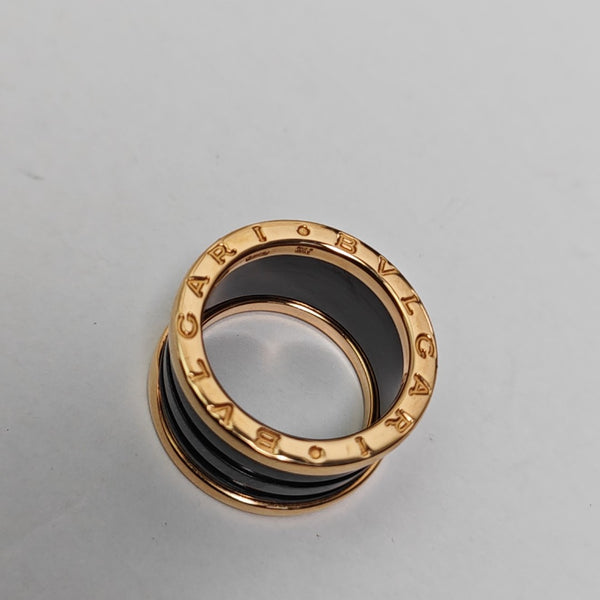 B.ZERO1 18k Rose Gold Black Ring EU 52