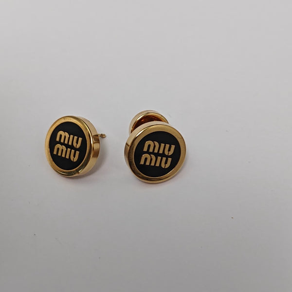 Metal Black Stud Earrings