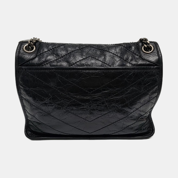 NIKI Medium Chevron Calfskin Black