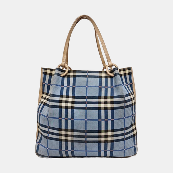 Coated Canvas Top Handle Bag Blue